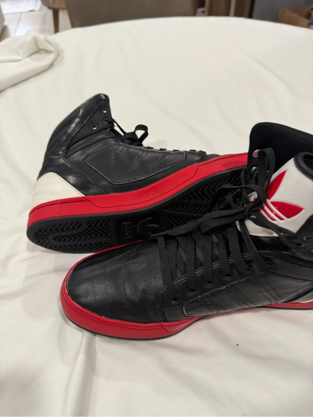 adidas Black and Red High-Top Sneakers